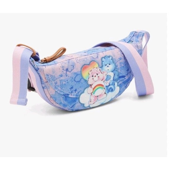 NEW! Care Bears Cheer Bear & Grumpy Bear Convertible Crossbody Belt Bag Tie Dye - Picture 2 of 9